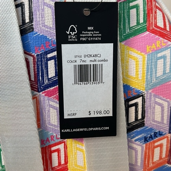 KARL LAGERFELD LONDON Multi Color  Script Print‎ Backpack NWT main image 6